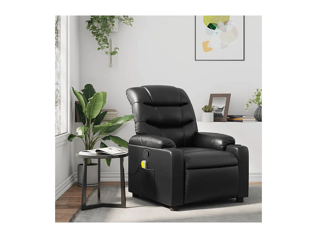 Fauteuil massant inclinable Noir Similicuir