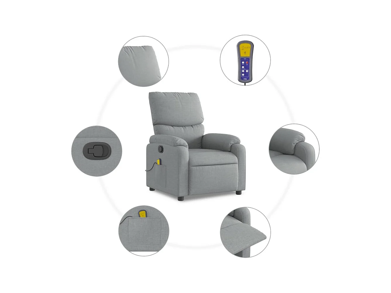 Fauteuil massant inclinable Gris clair Tissu
