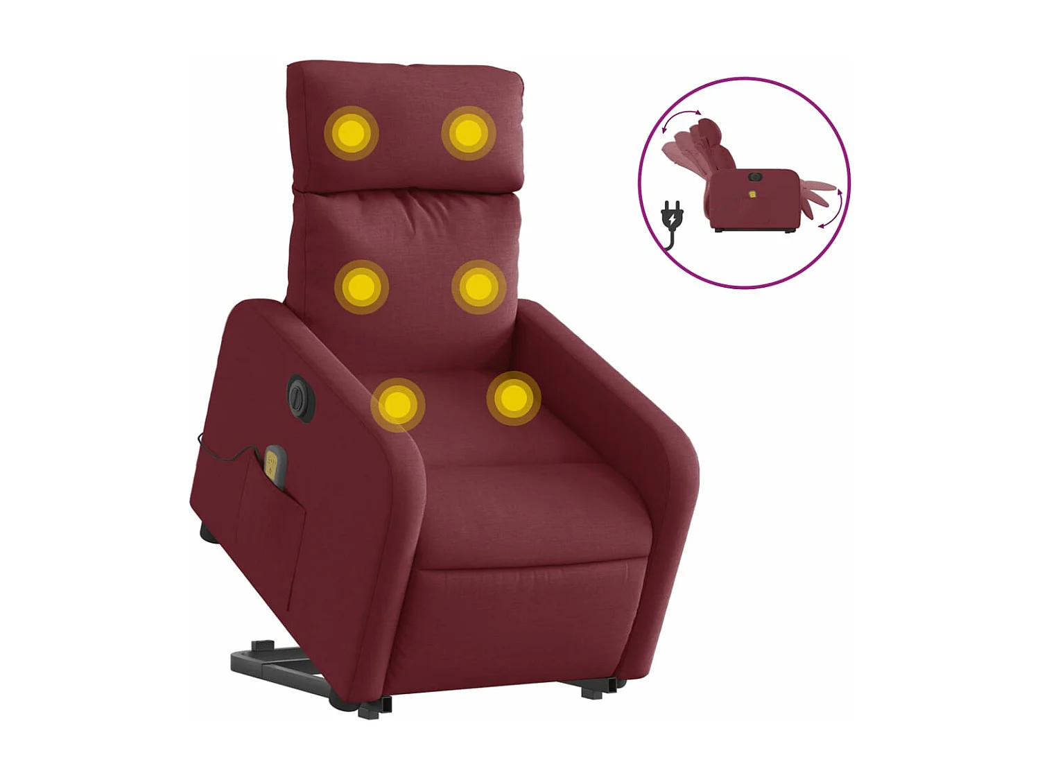 Fauteuil inclinable massant électrique Rouge bordeaux Tissu