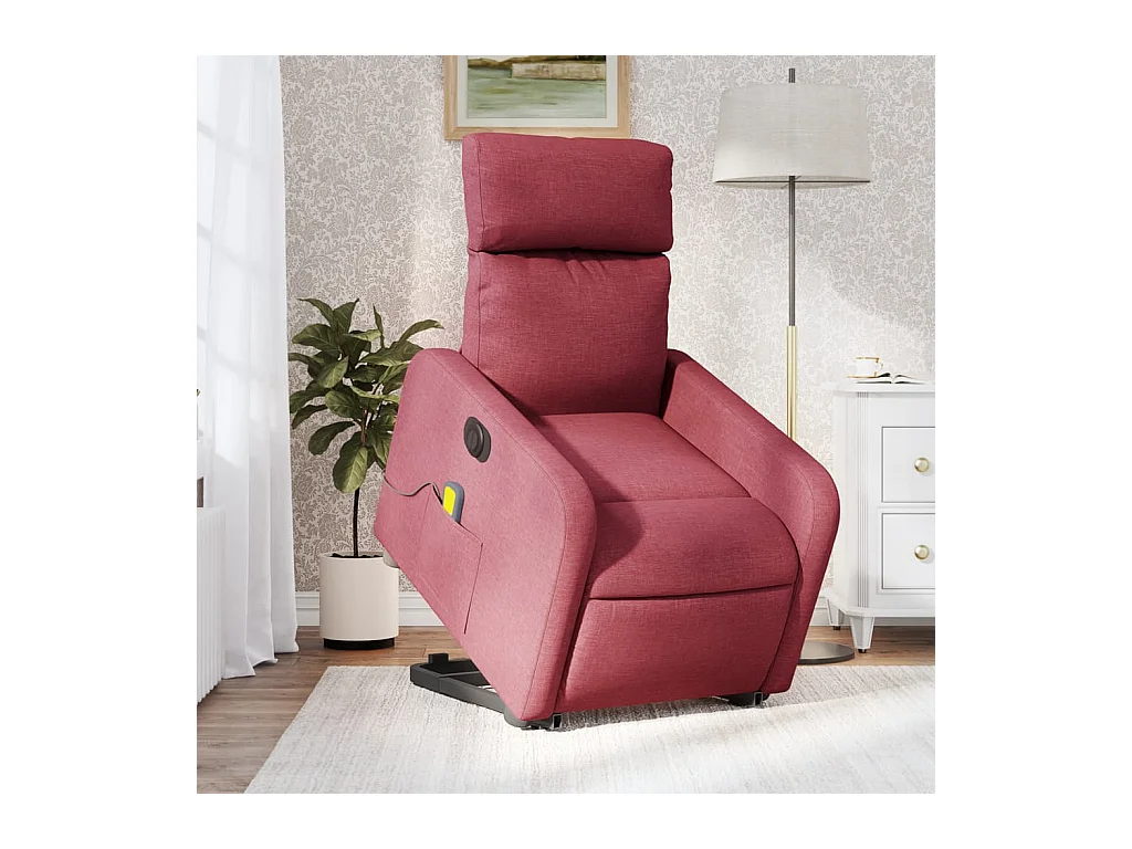 Fauteuil inclinable massant électrique Rouge bordeaux Tissu