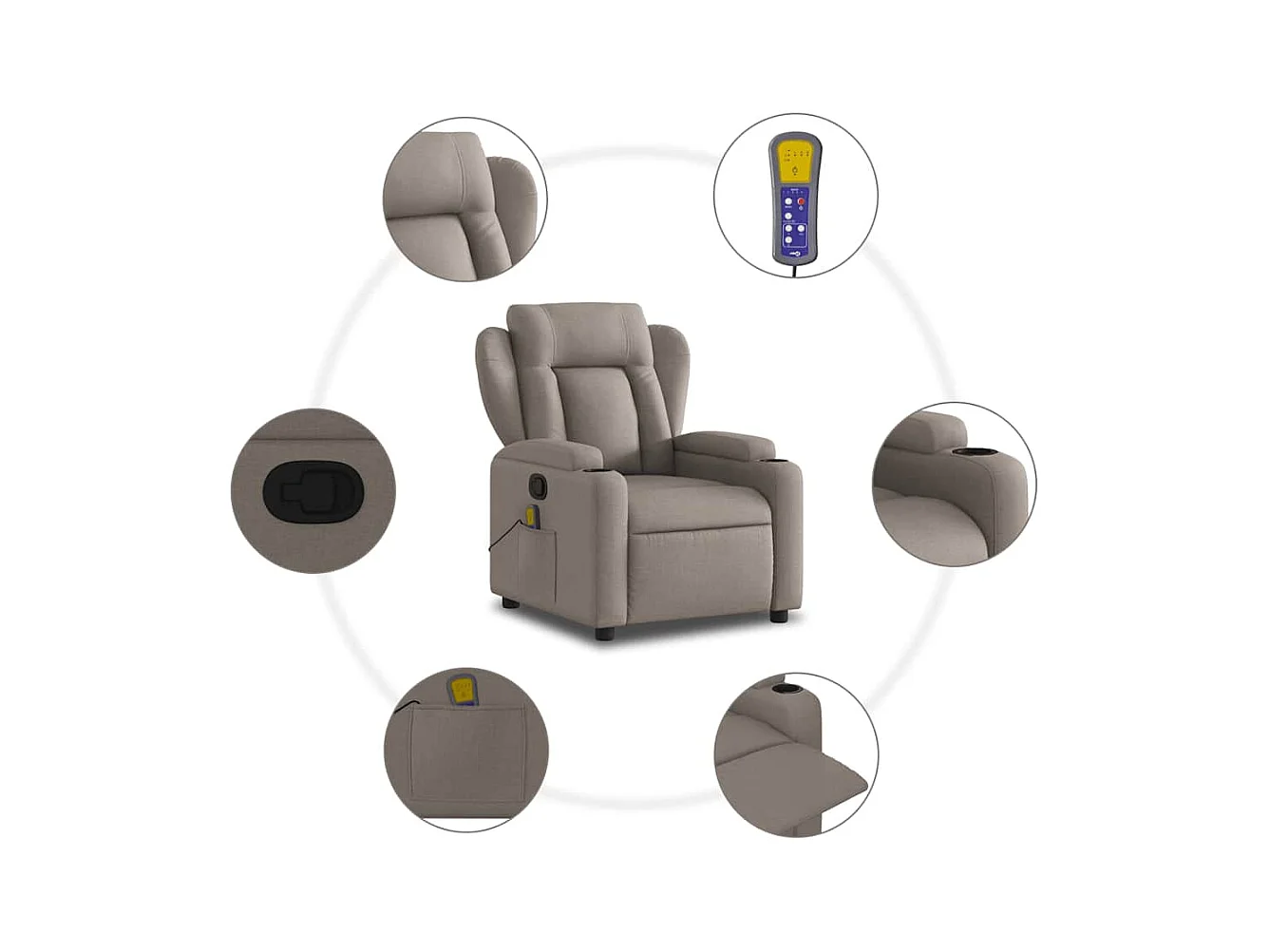 Fauteuil massant inclinable Taupe Tissu