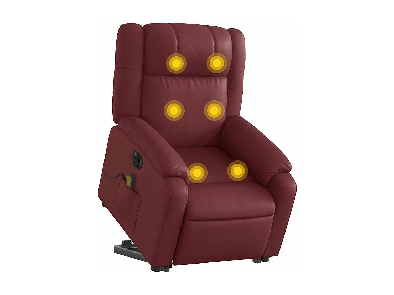 Sillón de masaje elevable eléctrico cuero artificial rojo tinto