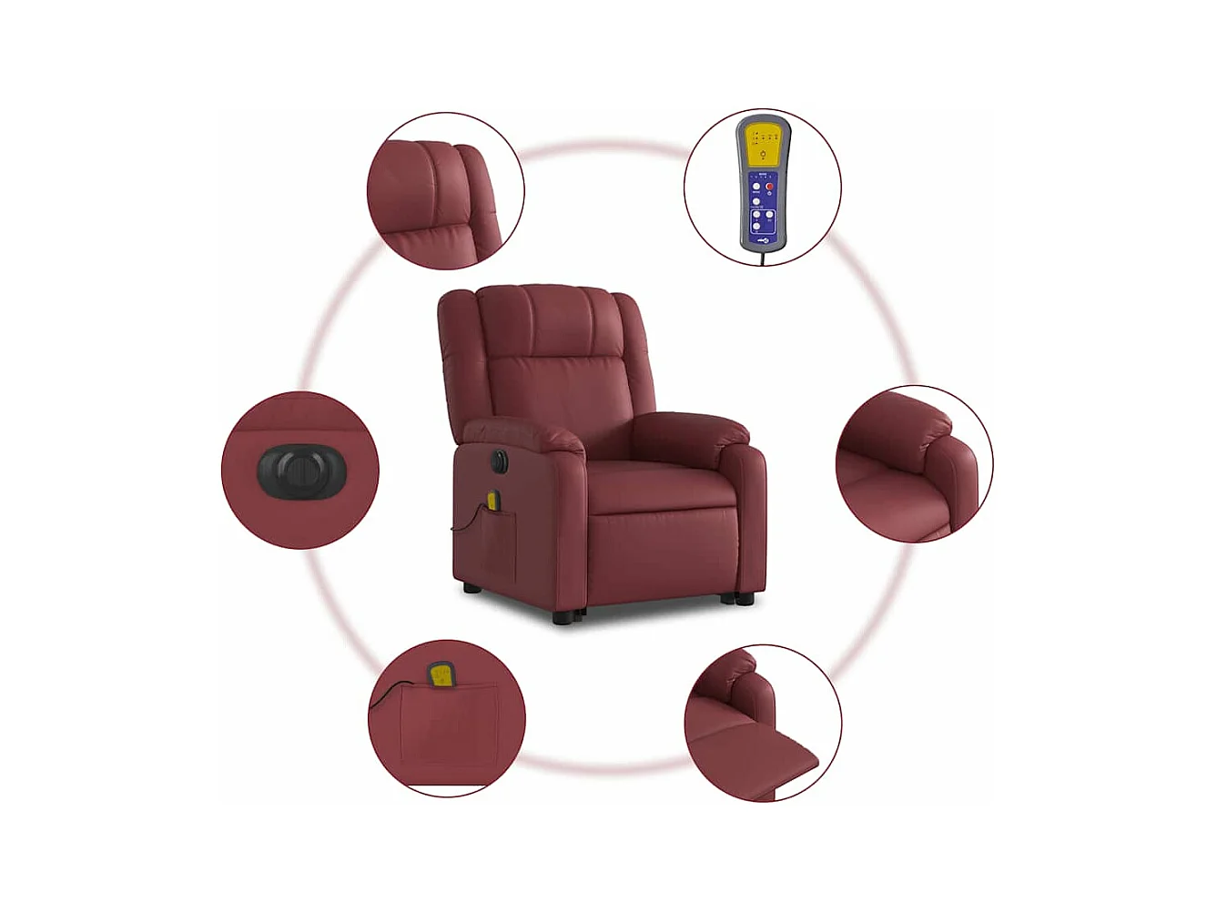Fauteuil inclinable massant électrique rouge bordeaux