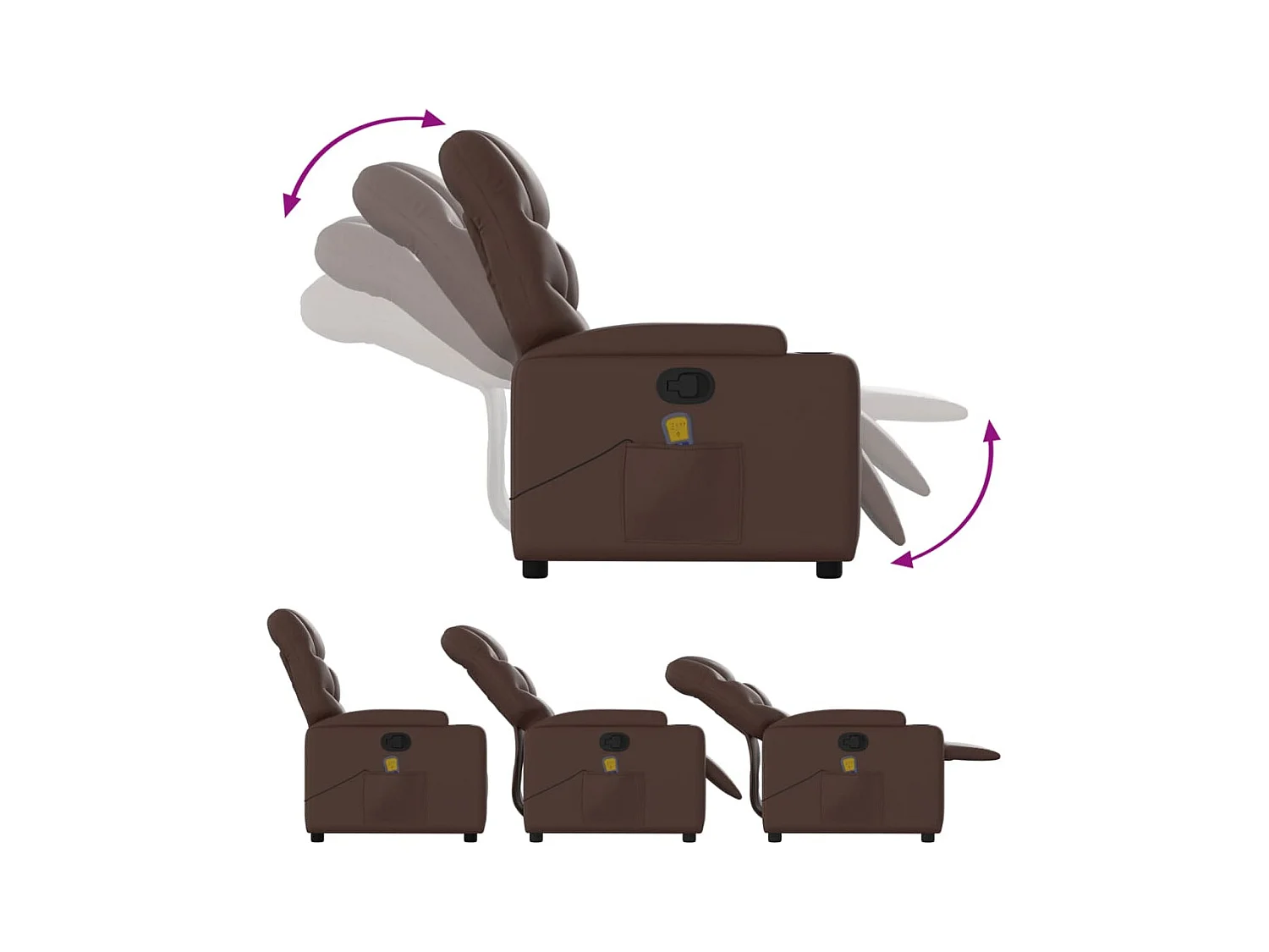 Fauteuil massant inclinable Marron Similicuir