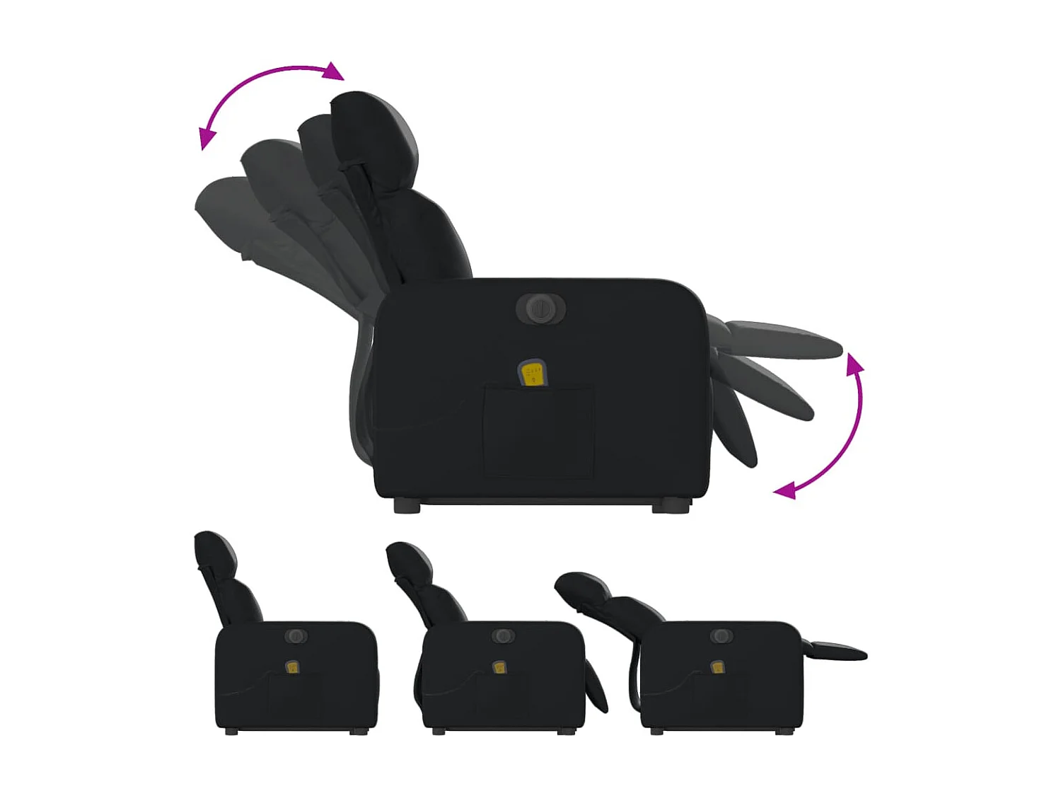 Fauteuil inclinable massant électrique noir similicuir