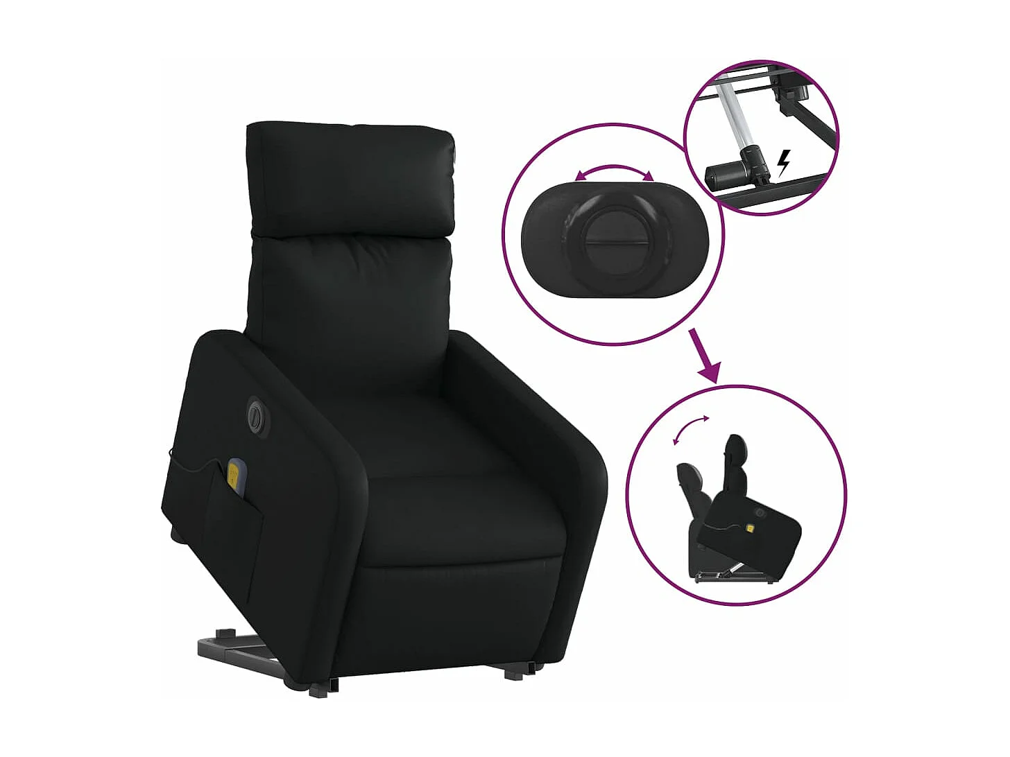 Fauteuil inclinable massant électrique noir similicuir