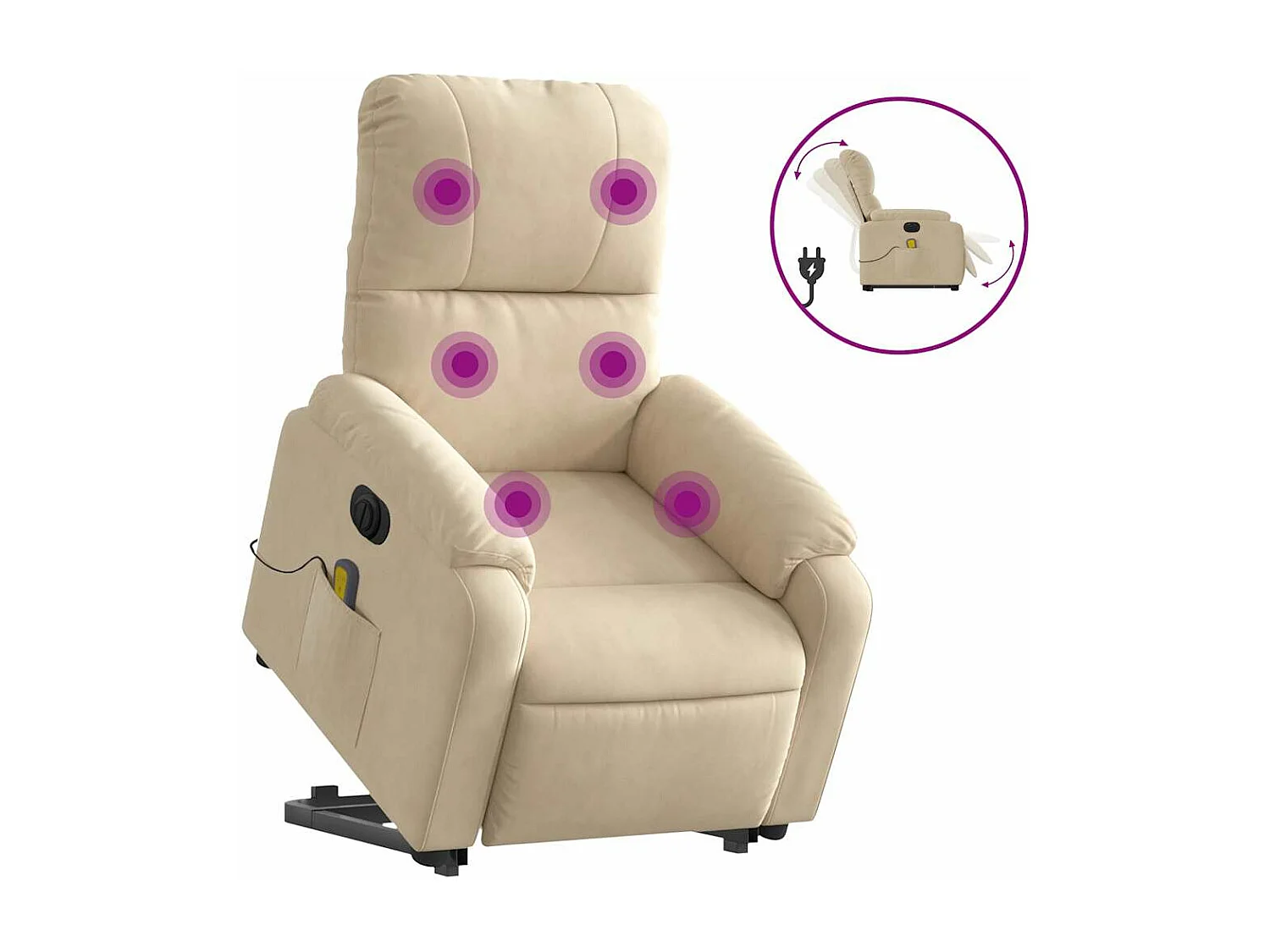 Fauteuil inclinable massant électrique crème