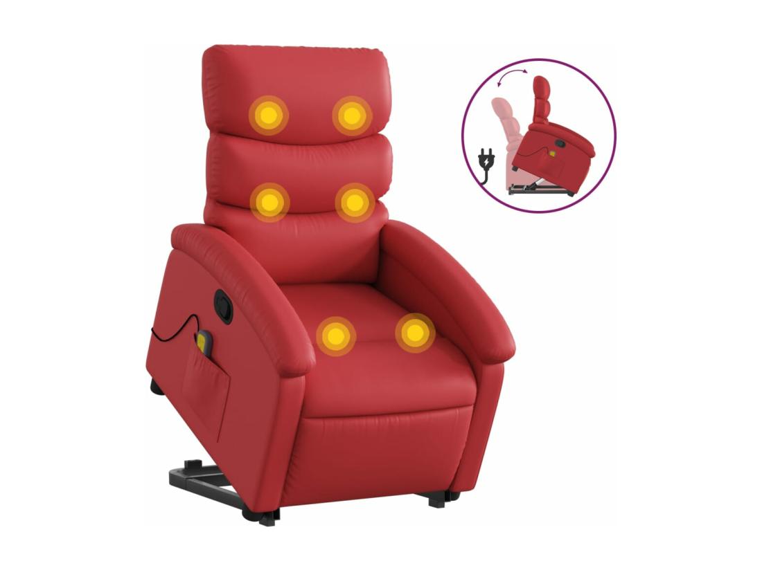 vente unique Fauteuil inclinable massant Rouge Similicuir