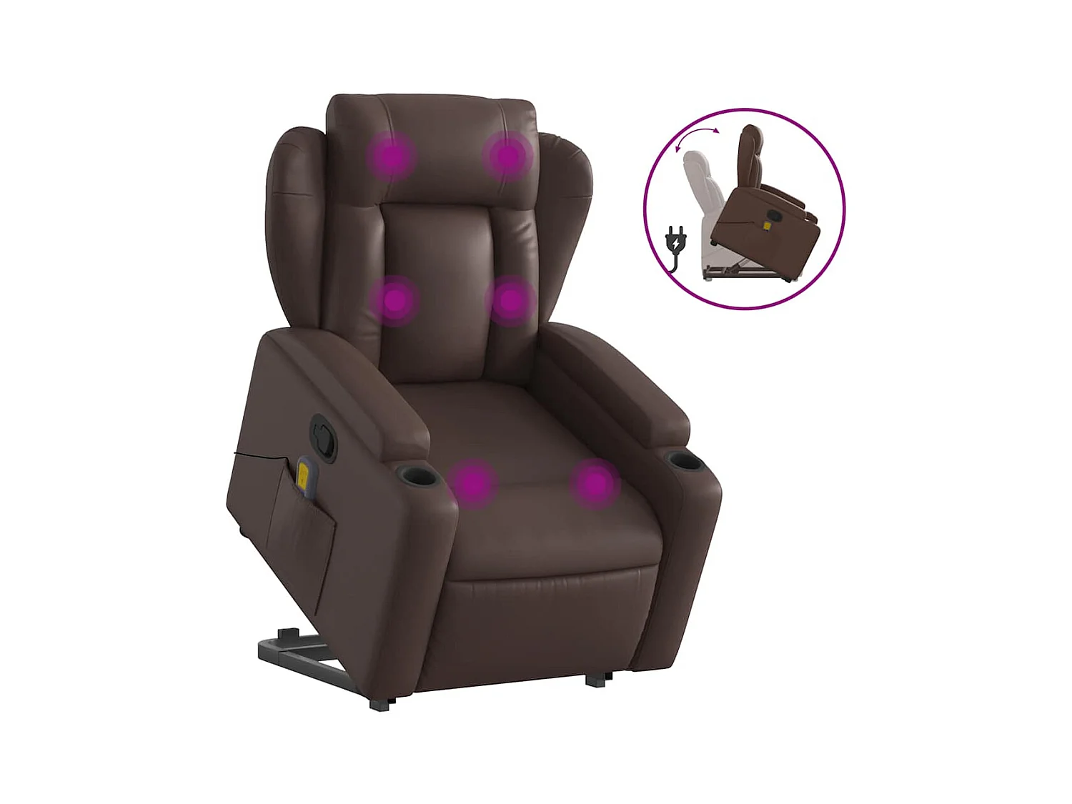 Fauteuil inclinable massant Marron Similicuir