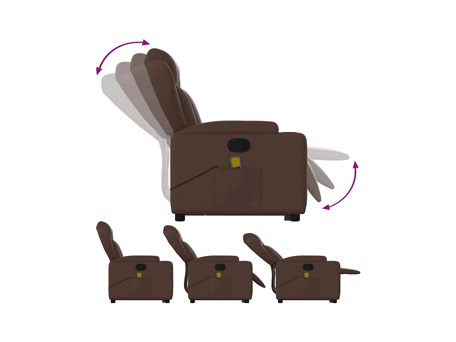 Fauteuil inclinable massant Marron Similicuir