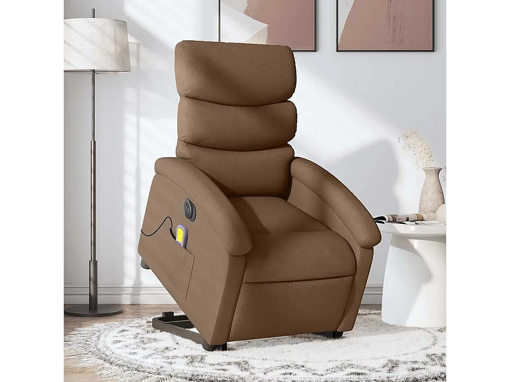Fauteuil inclinable massant électrique Marron Tissu
