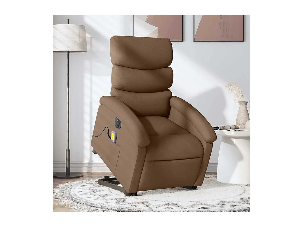 Fauteuil inclinable massant électrique Marron Tissu