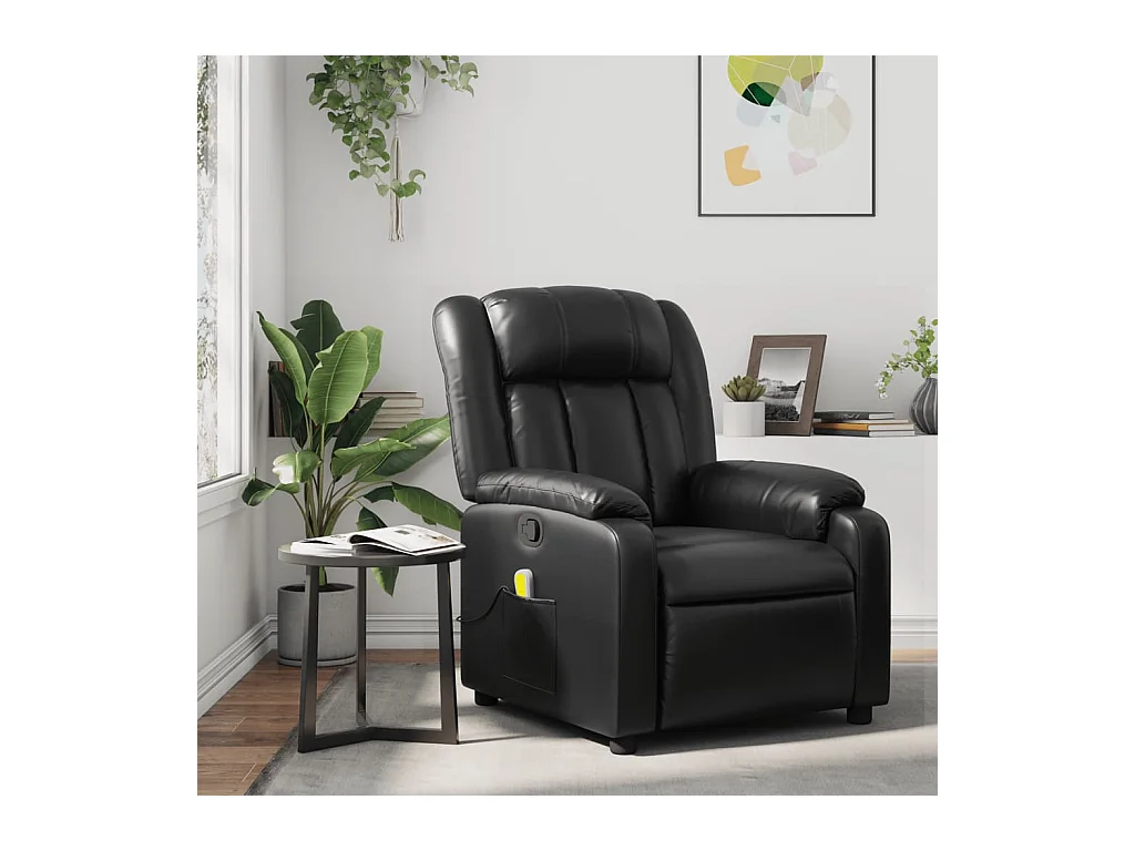 Fauteuil massant inclinable Noir Similicuir