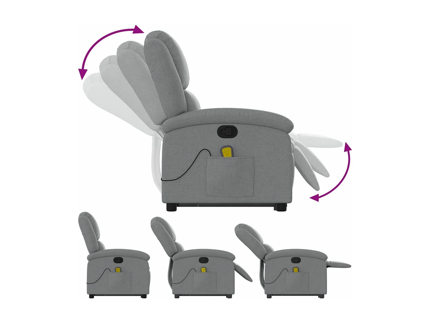 Fauteuil massant inclinable Gris clair Tissu