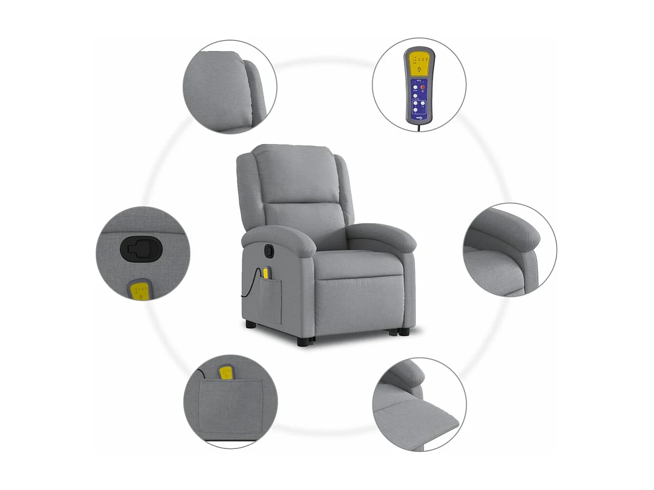 Fauteuil massant inclinable Gris clair Tissu