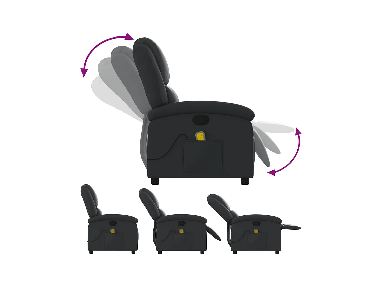 Fauteuil massant inclinable noir cuir véritable
