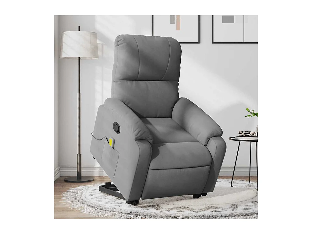 Fauteuil inclinable massant gris foncé tissu microfibre