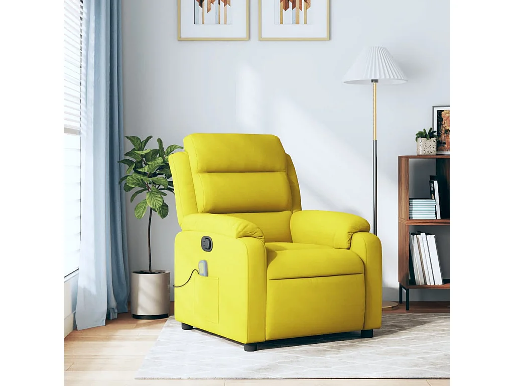 Fauteuil massant inclinable jaune velours