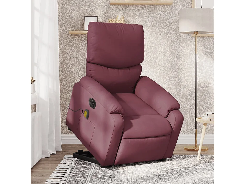 Poltrona elétrica elevatória massagens tecido roxo