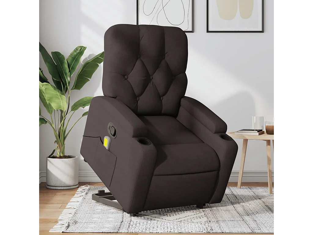 Fauteuil inclinable massant Marron foncé Tissu