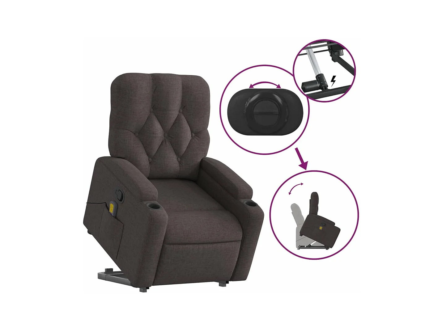 Fauteuil inclinable massant Marron foncé Tissu