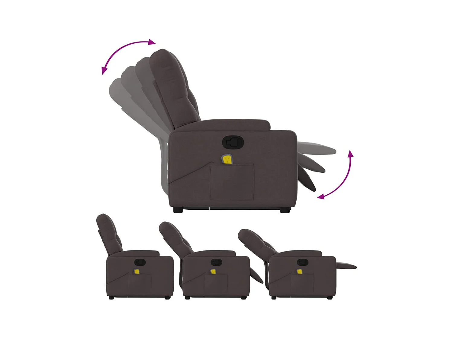 Fauteuil inclinable massant Marron foncé Tissu