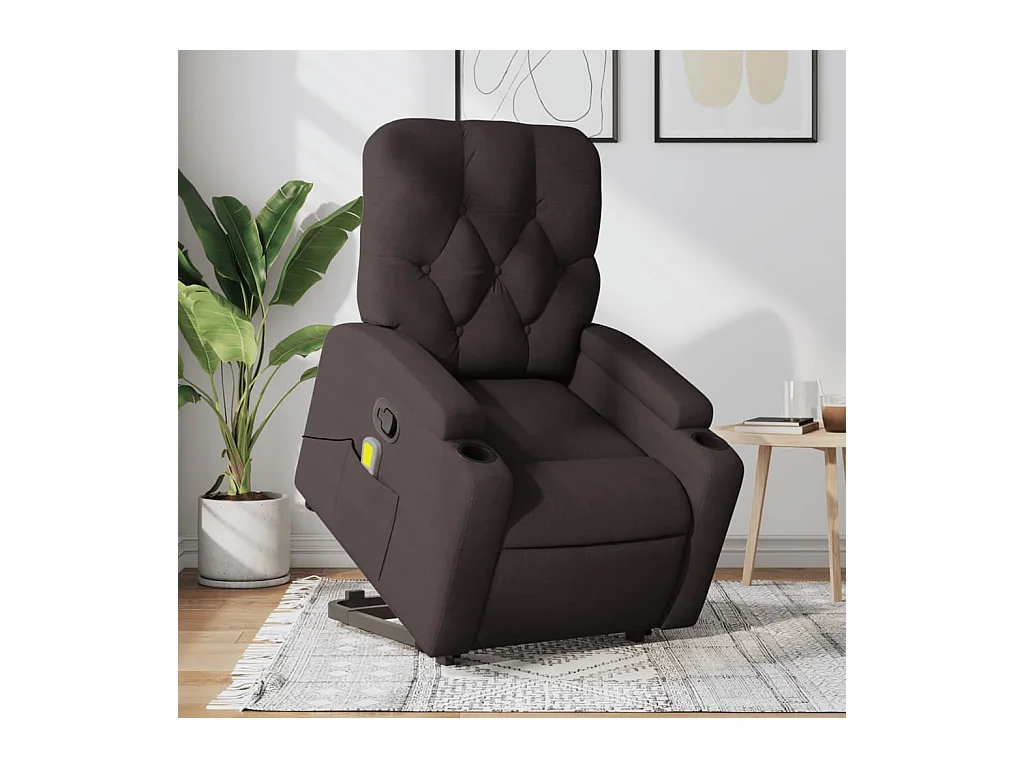 Fauteuil inclinable massant Marron foncé Tissu