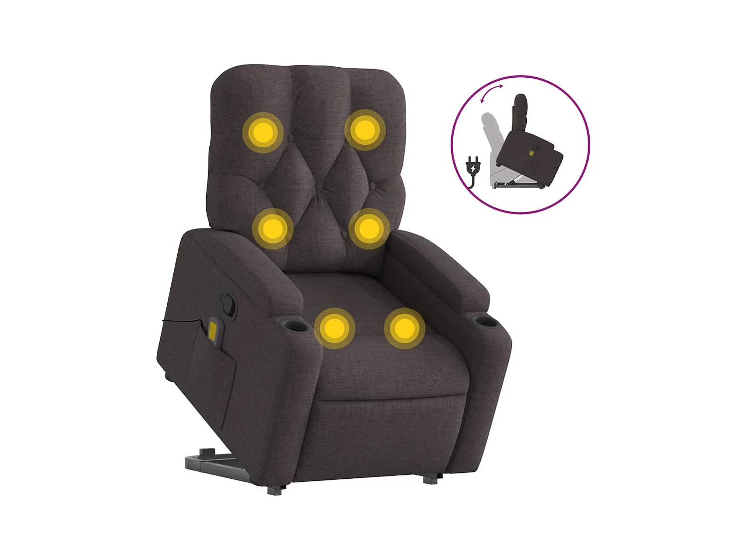 Fauteuil inclinable massant Marron foncé Tissu