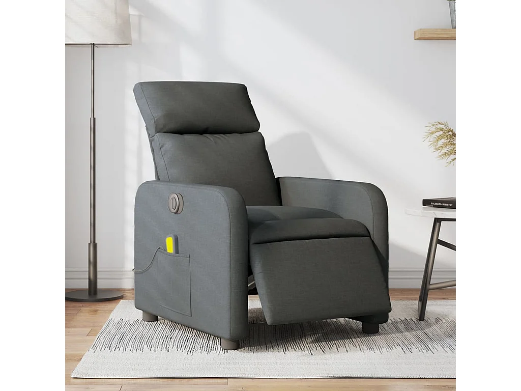 Fauteuil inclinable massant électrique gris foncé tissu