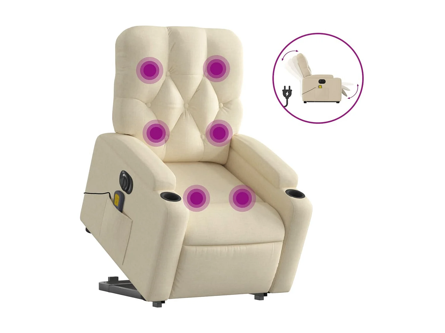 Fauteuil inclinable massant électrique Crème Tissu