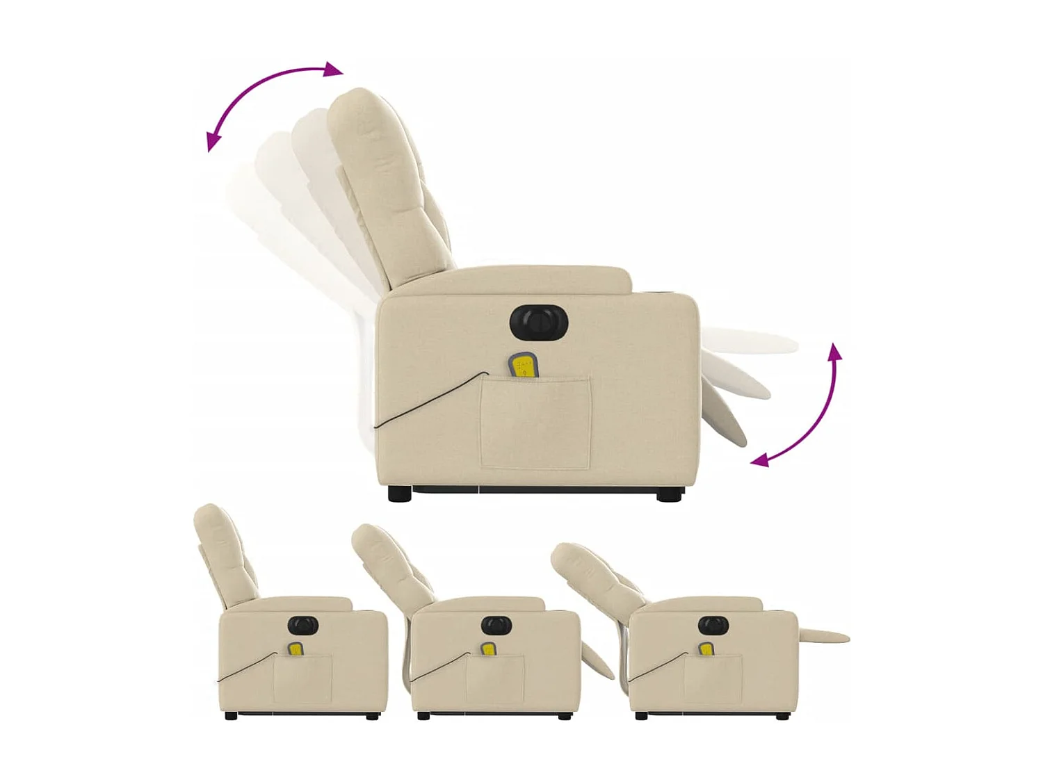 Fauteuil inclinable massant électrique Crème Tissu