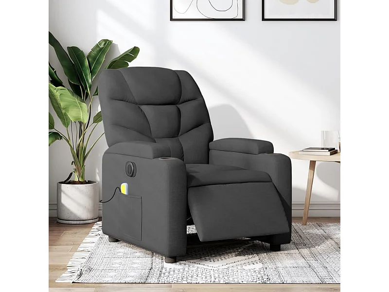 Fauteuil inclinable massant électrique gris foncé tissu