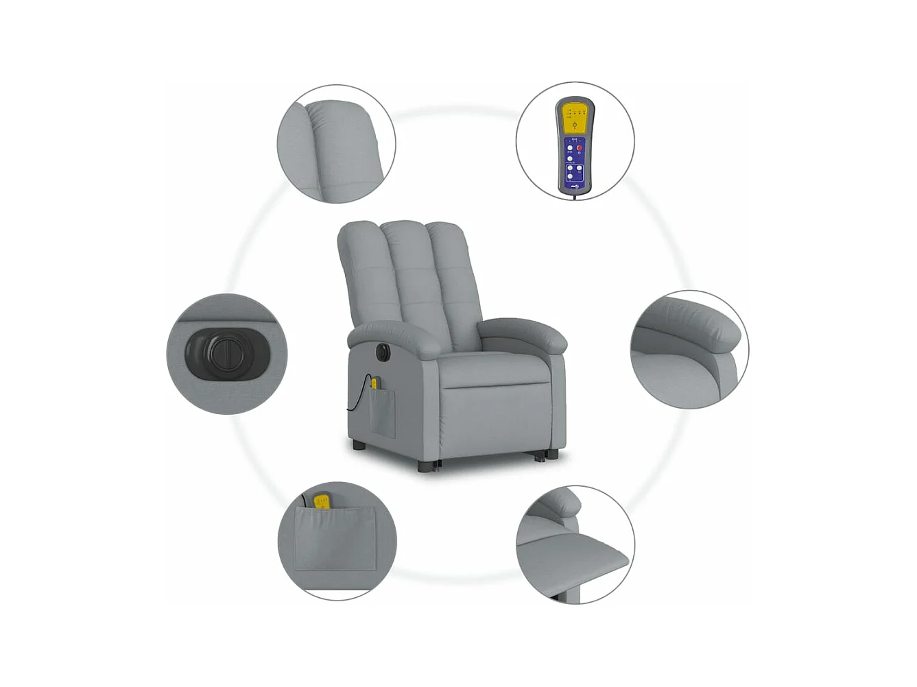 Fauteuil inclinable massant électrique Gris clair Tissu