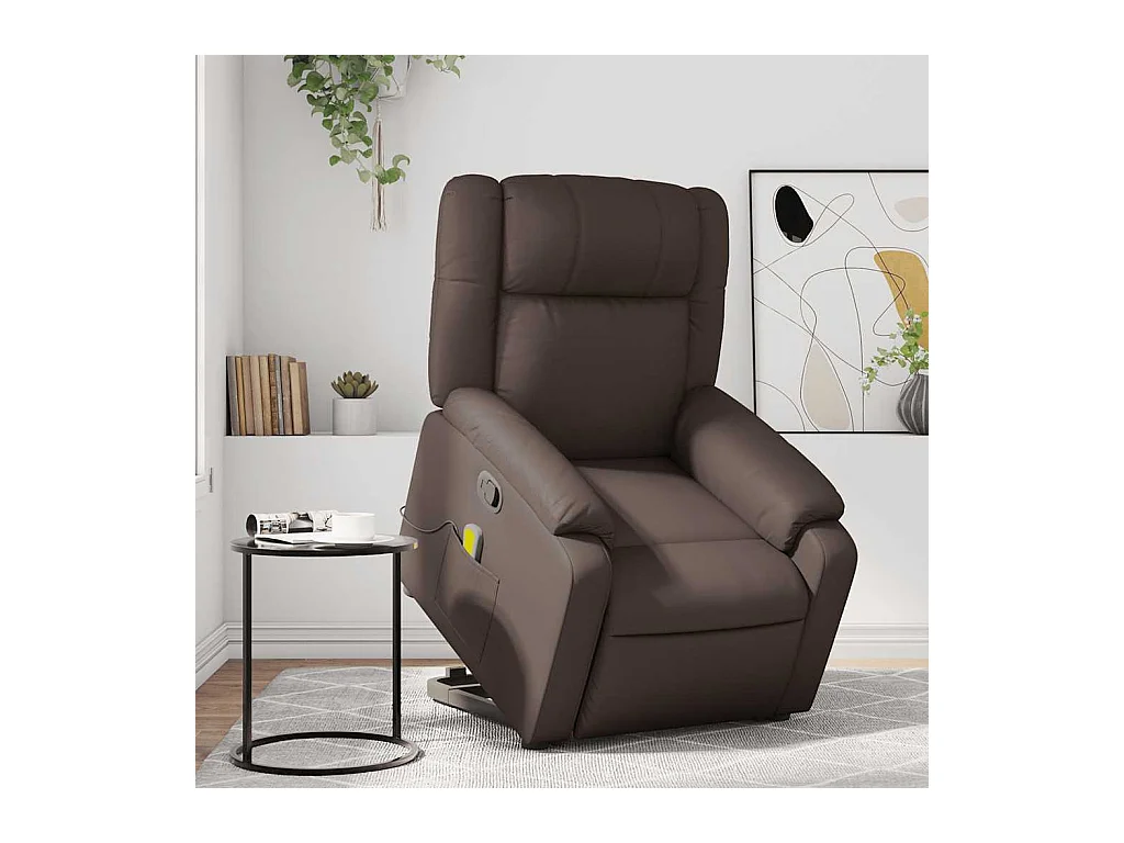 Fauteuil inclinable massant Marron Similicuir
