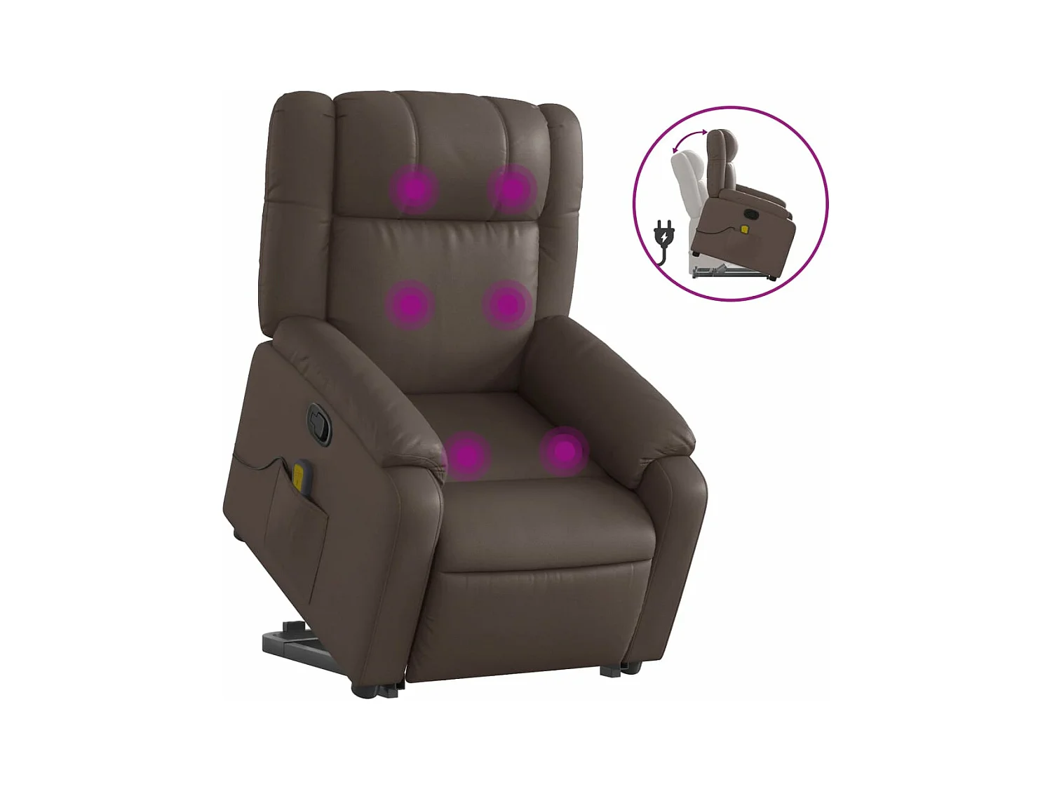 Fauteuil inclinable massant Marron Similicuir