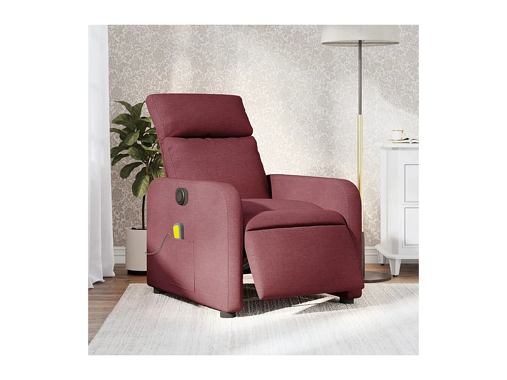 Fauteuil massant inclinable électrique Rouge bordeaux Tissu
