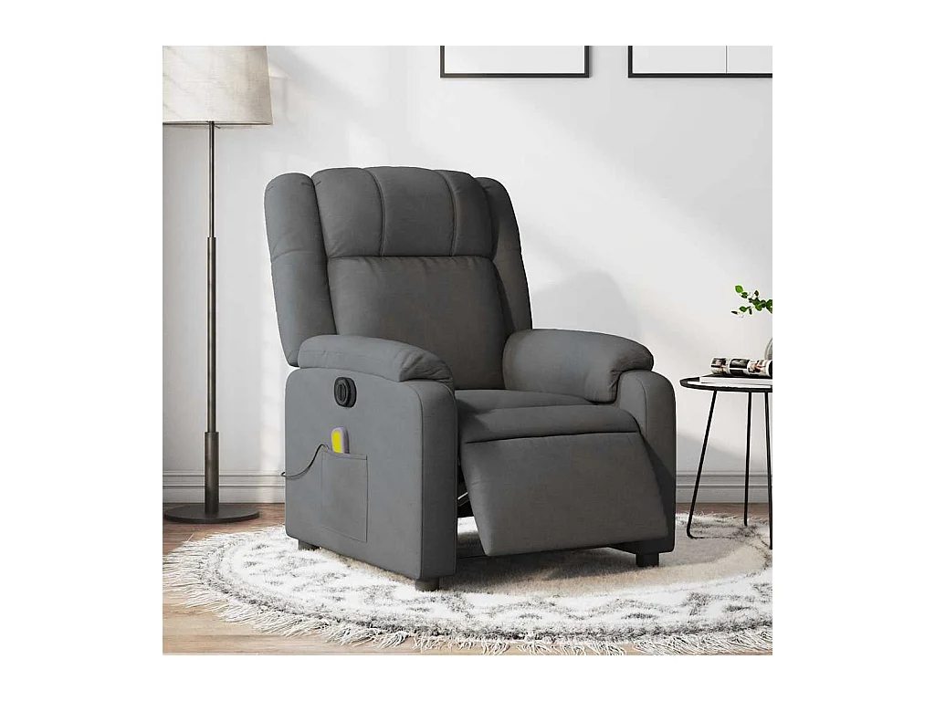 Fauteuil inclinable massant électrique gris foncé tissu