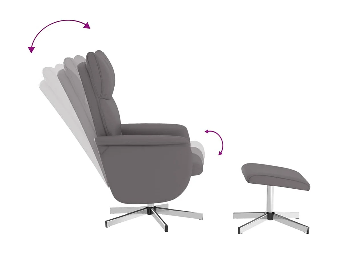 Fauteuil inclinable massant avec repose-pied gris similicuir