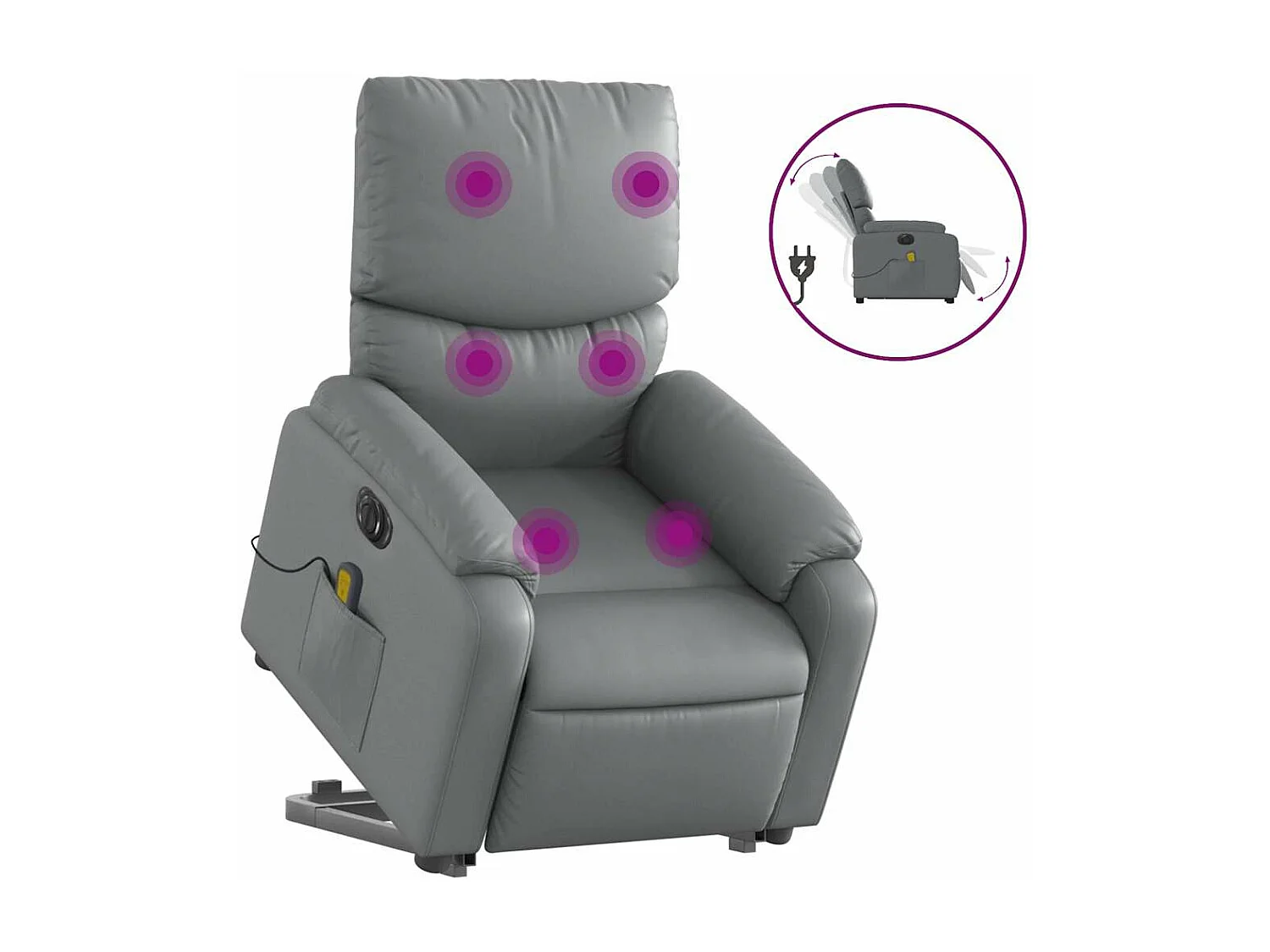 Fauteuil inclinable massant électrique gris similicuir