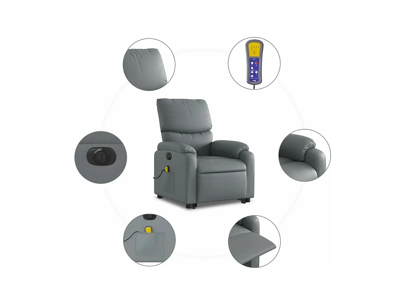 Fauteuil inclinable massant électrique gris similicuir