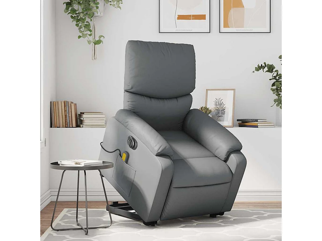 Fauteuil inclinable massant électrique gris similicuir