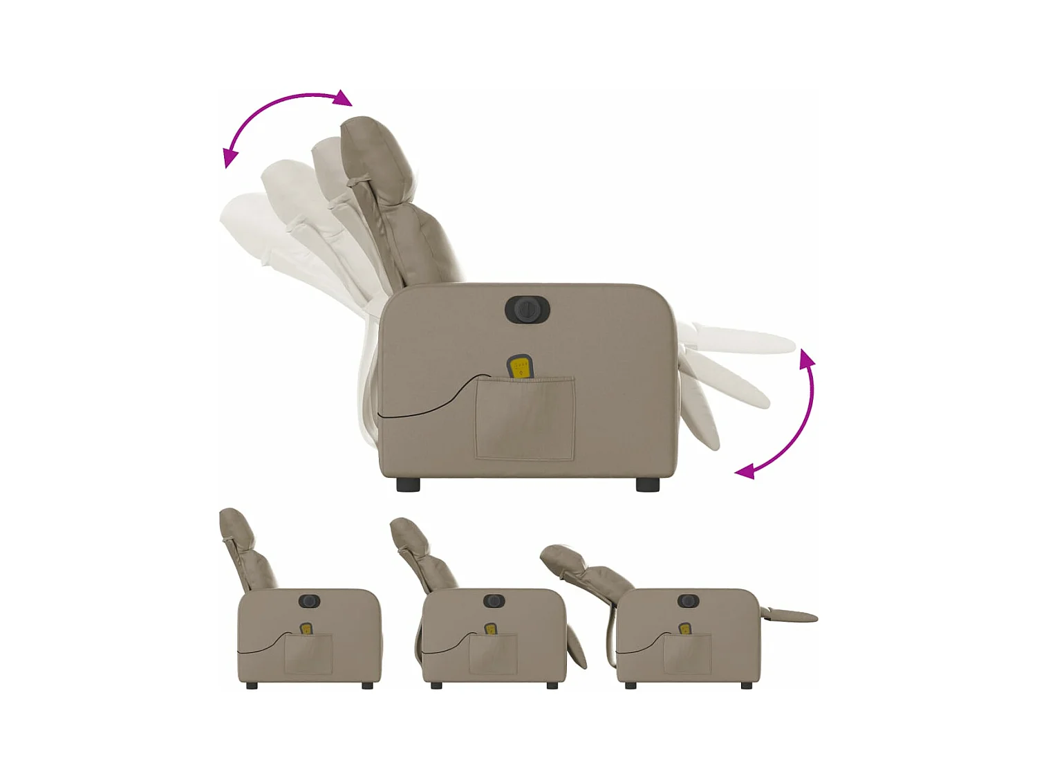 Fauteuil massant inclinable électrique cappuccino similicuir