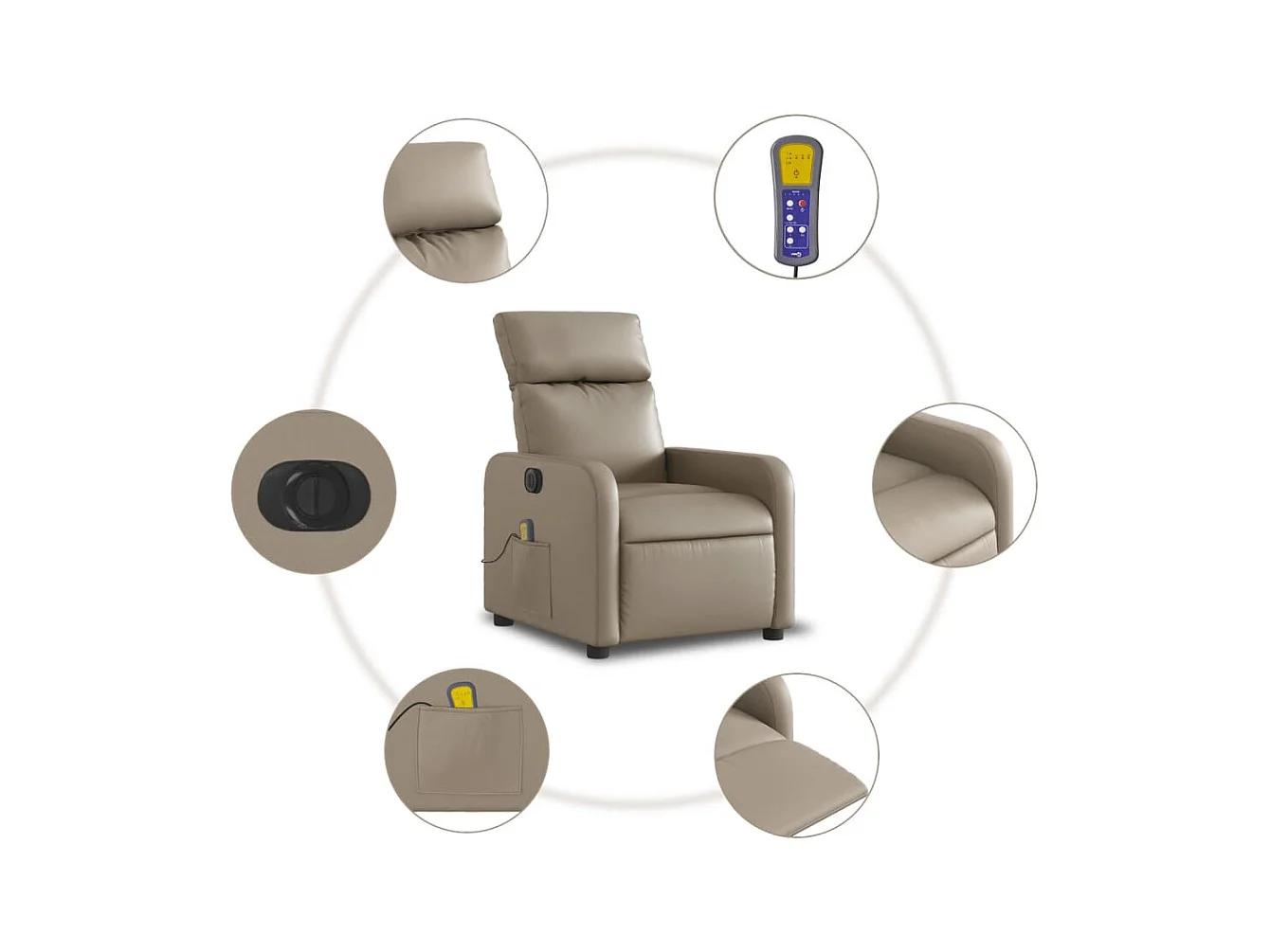 Fauteuil massant inclinable électrique cappuccino similicuir