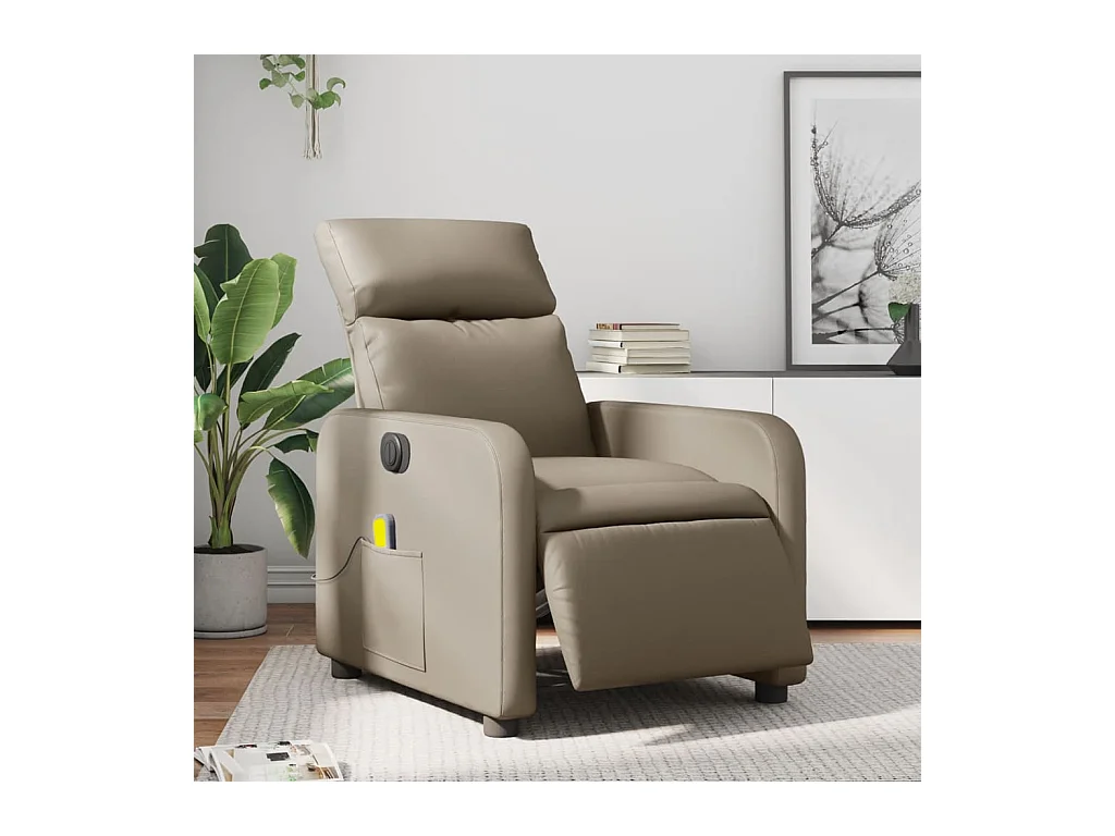 Fauteuil massant inclinable électrique cappuccino similicuir