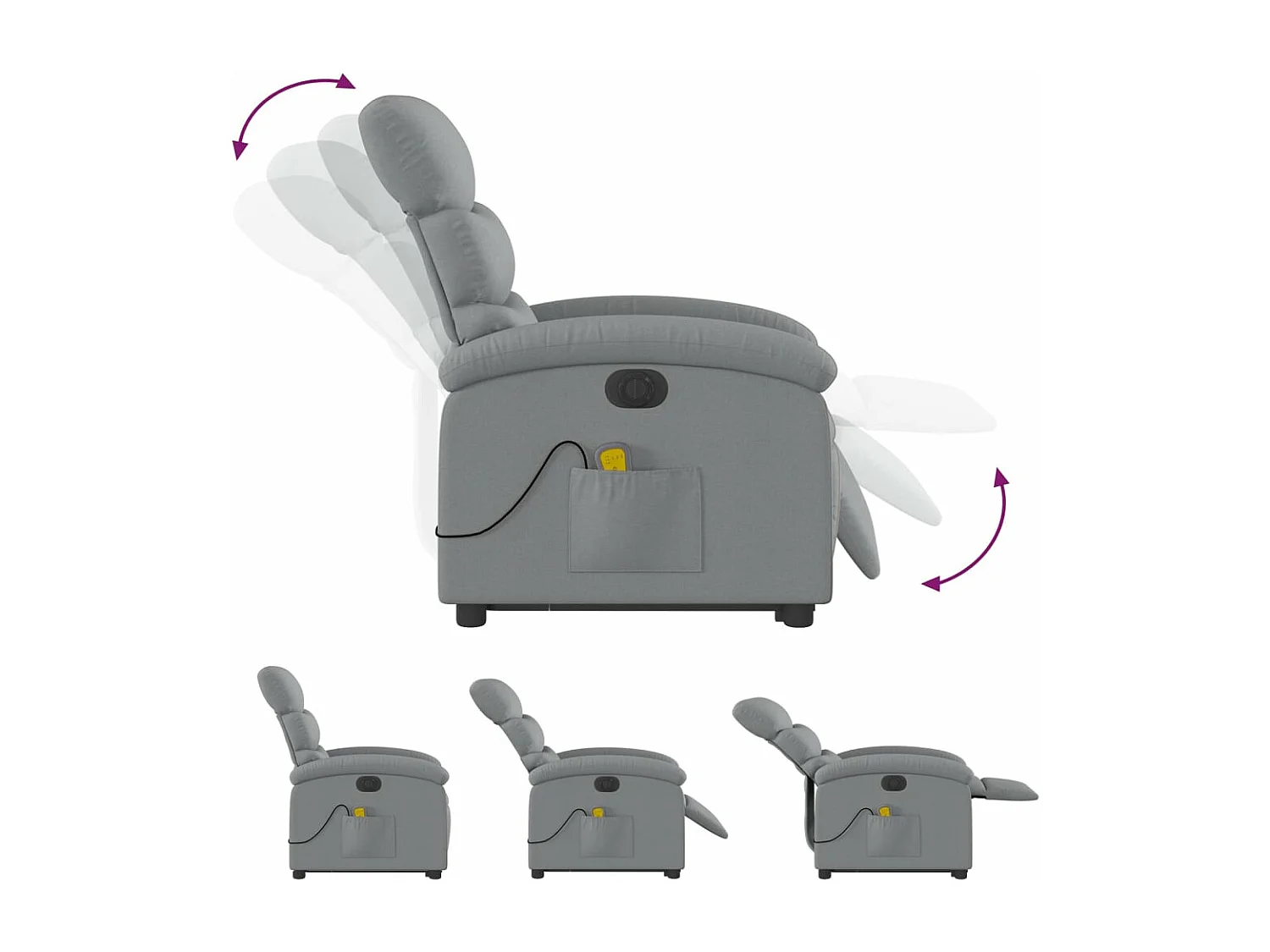 Fauteuil inclinable massant électrique Gris clair Tissu