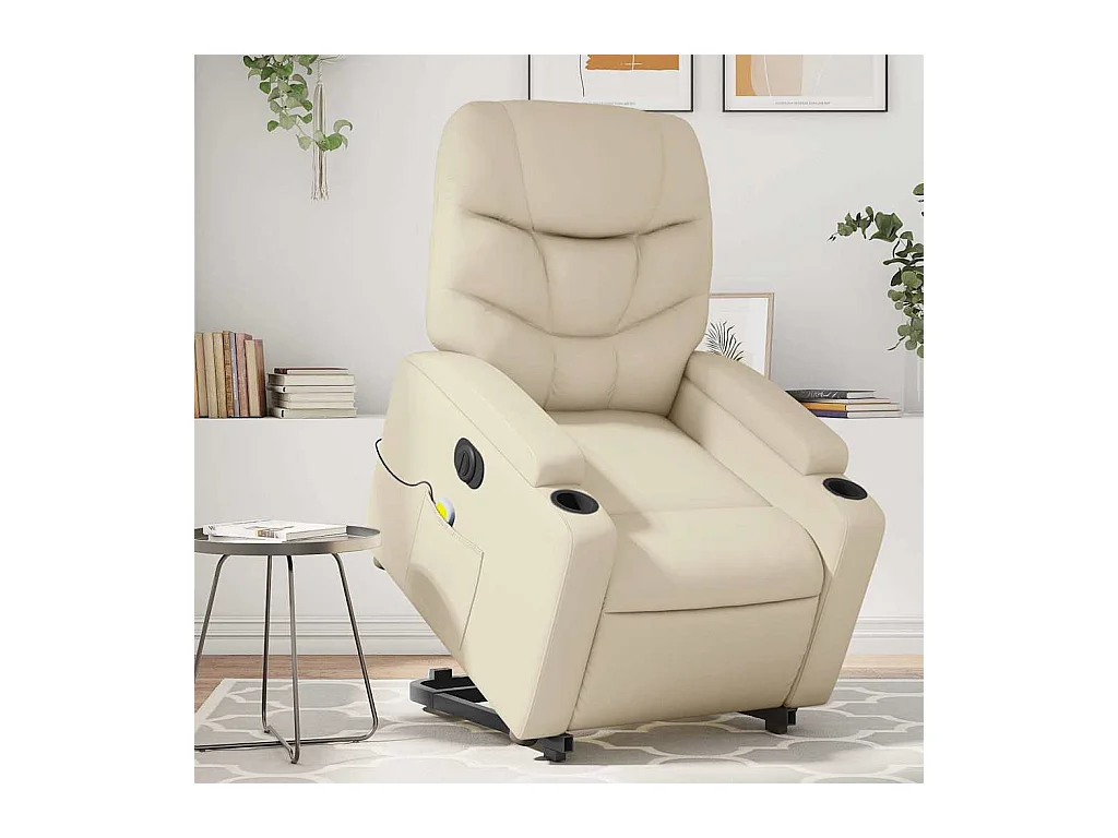 Fauteuil inclinable massant électrique crème similicuir