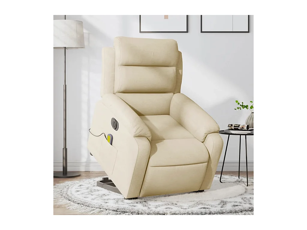 Poltrona elétrica elevatória massagens tecido creme