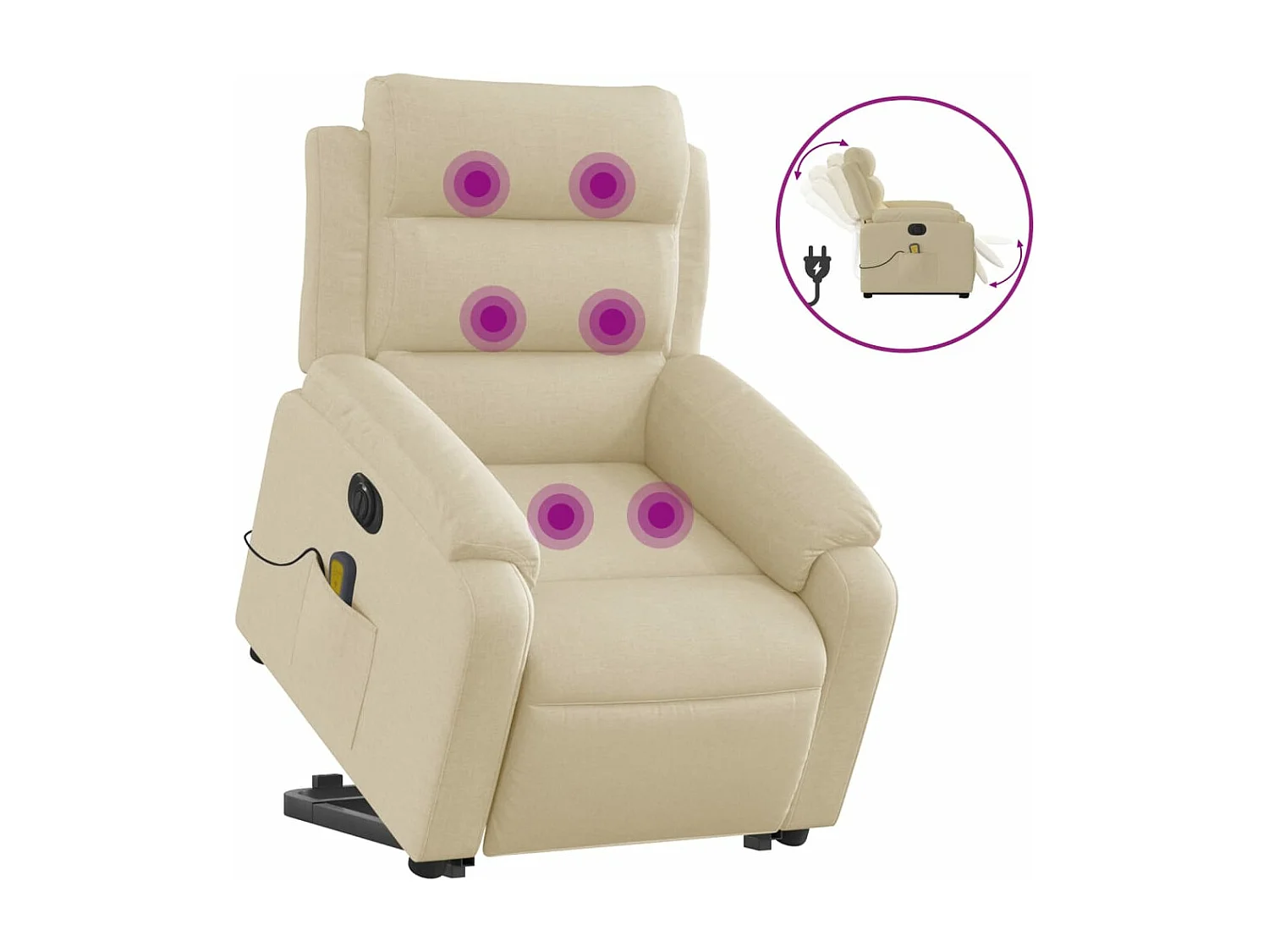 Fauteuil inclinable massant électrique Crème Tissu
