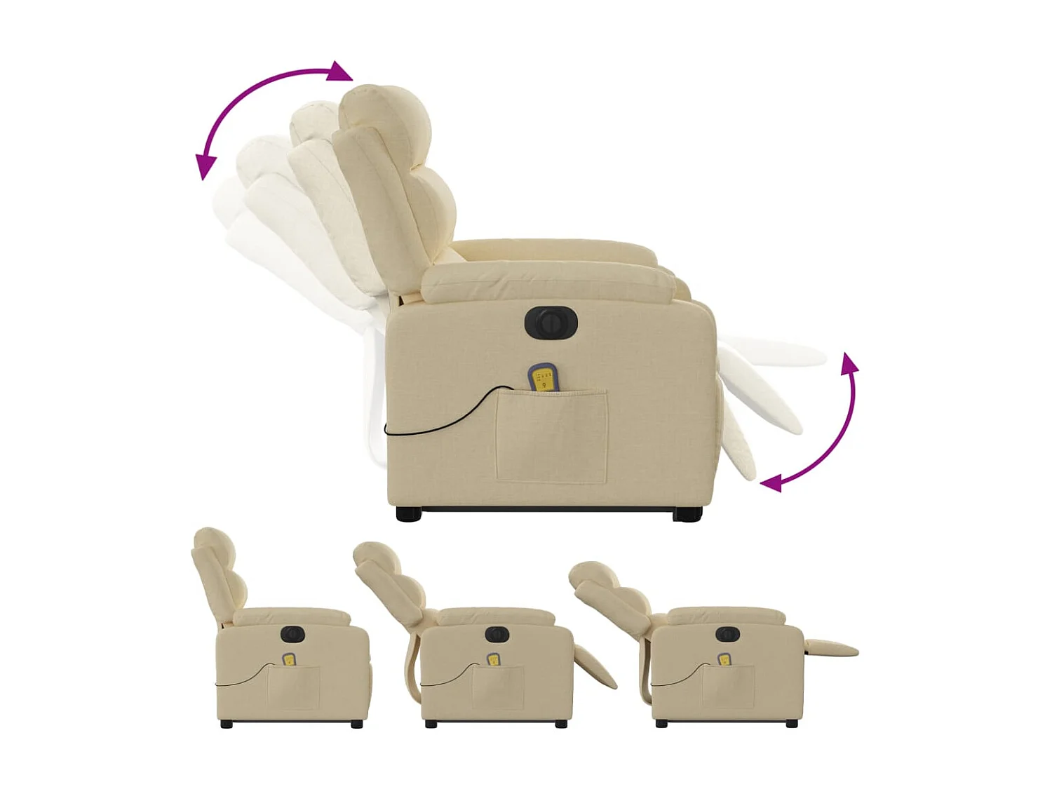 Fauteuil inclinable massant électrique Crème Tissu