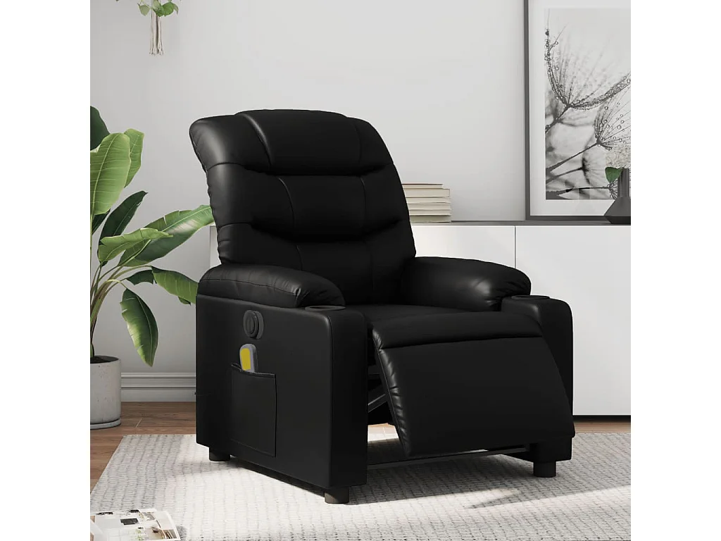 Fauteuil massant inclinable électrique noir similicuir